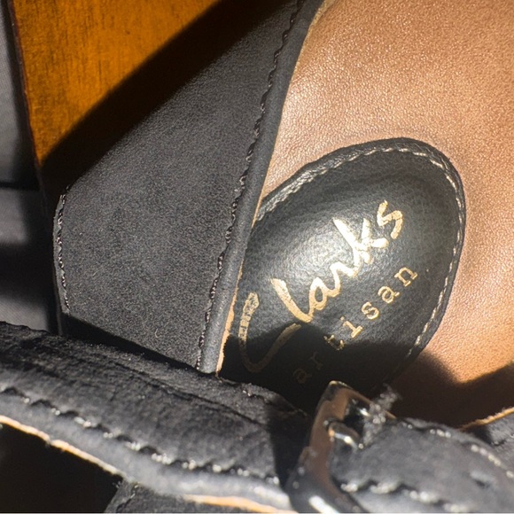 Clarks Black Suede Artisan Sandals - Picture 4 of 6